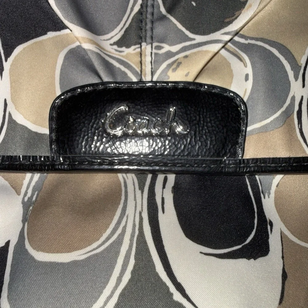 Coach Ashley Sateen Scarf Print Mini Handbag Shoulder Hobo Purse Y2K Brown Gray